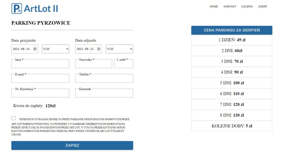 system rezerwacji parkingów